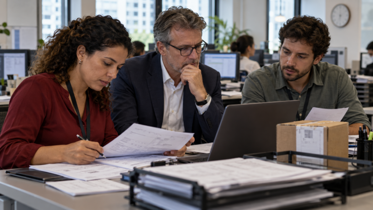 Finance and operations leaders reviewing first-week tax document exceptions in Brazil